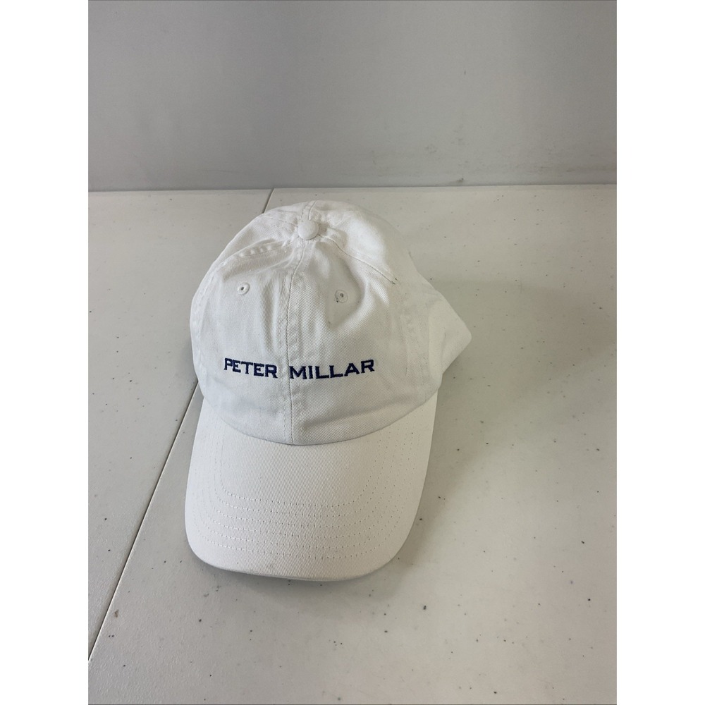 NEW Peter Millar Hat Adjustable White Cotton Golf Crown Baseball Cap Preppy